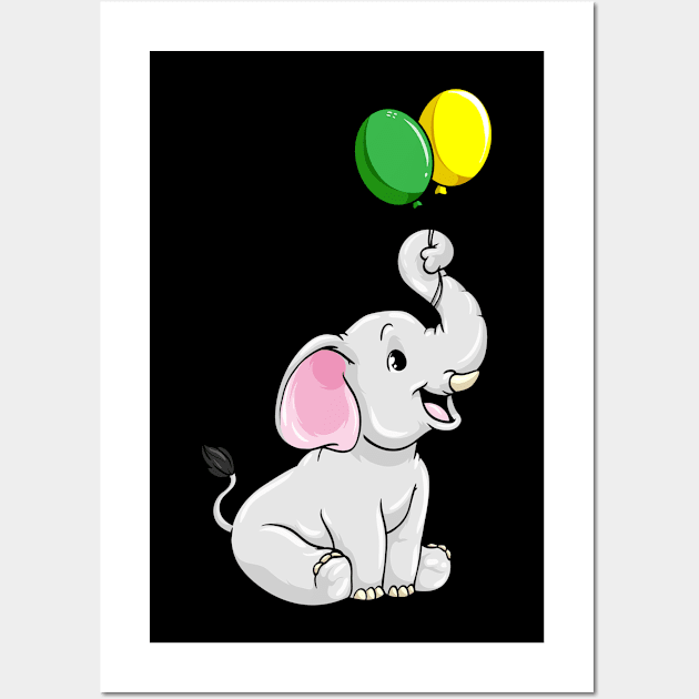 Elephant with Balloons Wall Art by Markus Schnabel